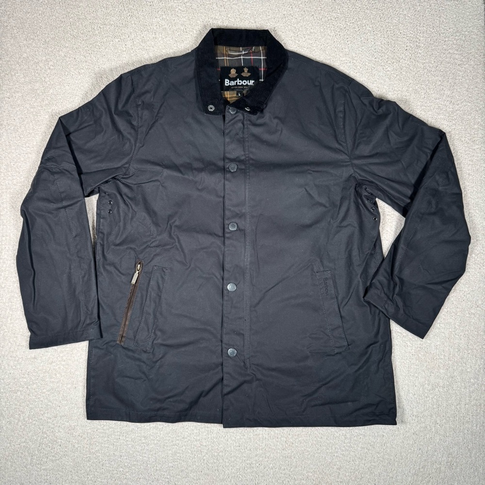 Barbour Evelar Wax Jacket Coat BLACK Size LARGE